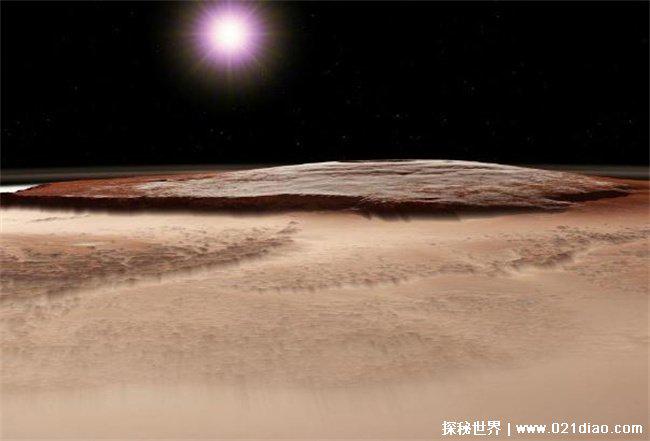 火星的南极冰尘下方，可能存在液态水湖泊(极地冰川下)